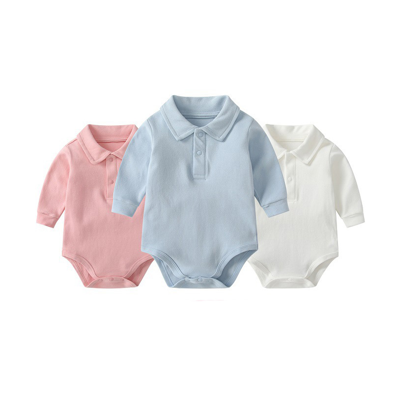 Baby Sleep Suit - Baby Polo Collar Bodysuit 100% Cotton