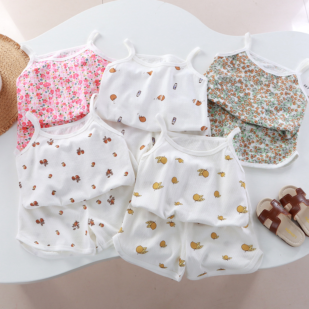 Baby Clothing Bundles - Children's Vest Cotton Girls' Sling +Shorts