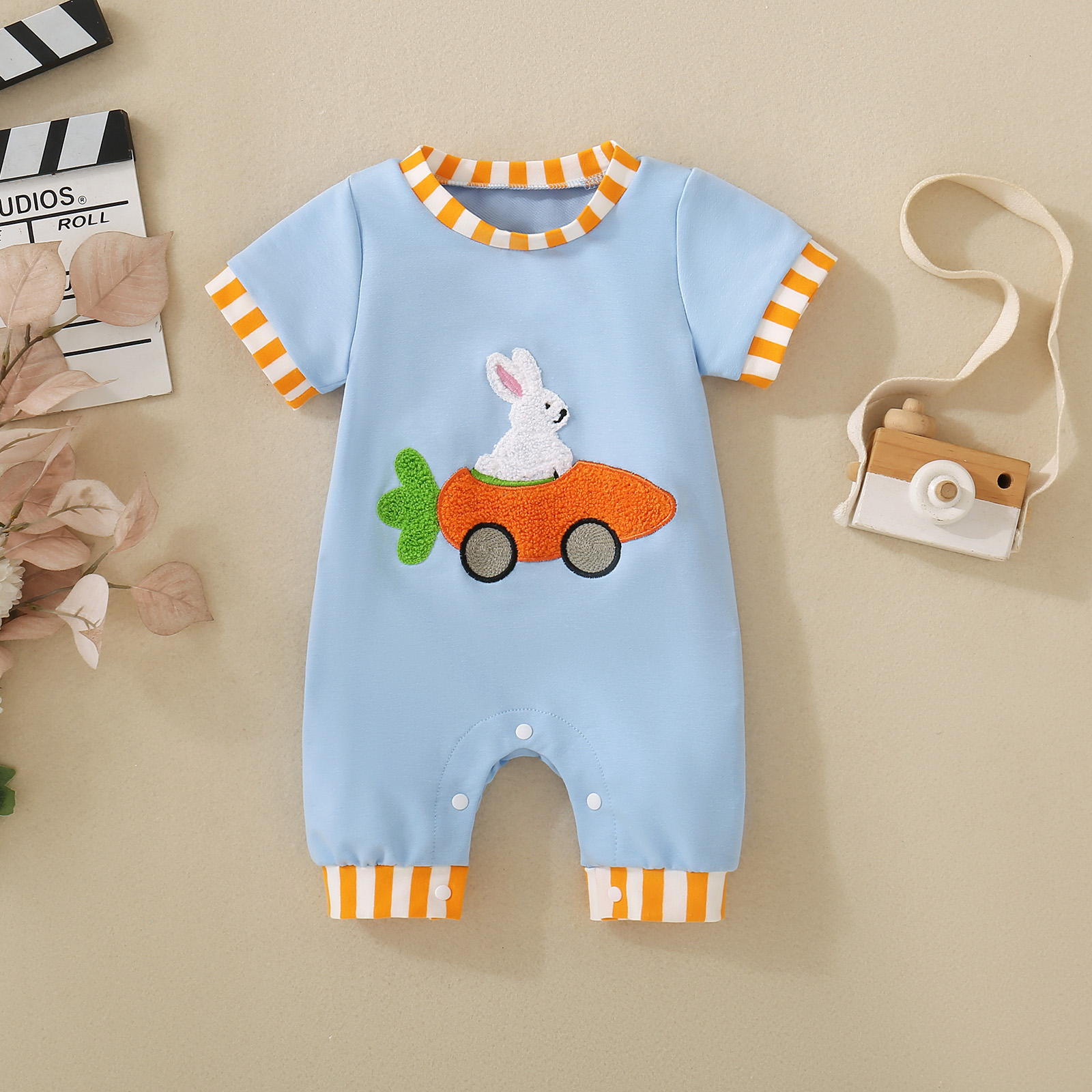 Baby Clothing Neutral - Neutral Summer Baby Romper with Rabbit